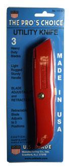 Heavy Duty Retractable Utility Knife w/ 3 Blades