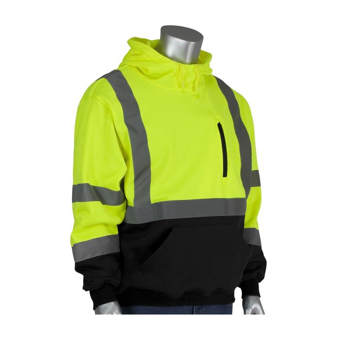 PIP Pullover Sweatshirt With Hood - Hi Vis Yellow With Black Bottom