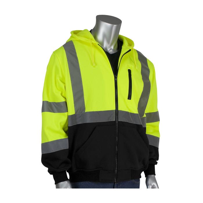 PIP Full Zipper Sweatshirt With Hood - Hi Vis Yellow With Black Bottom