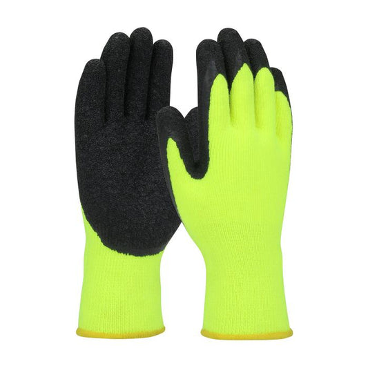 PIP Economy Hi-Vis Seamless Knit Acrylic Glove With Latex Coated Crinkle Grip