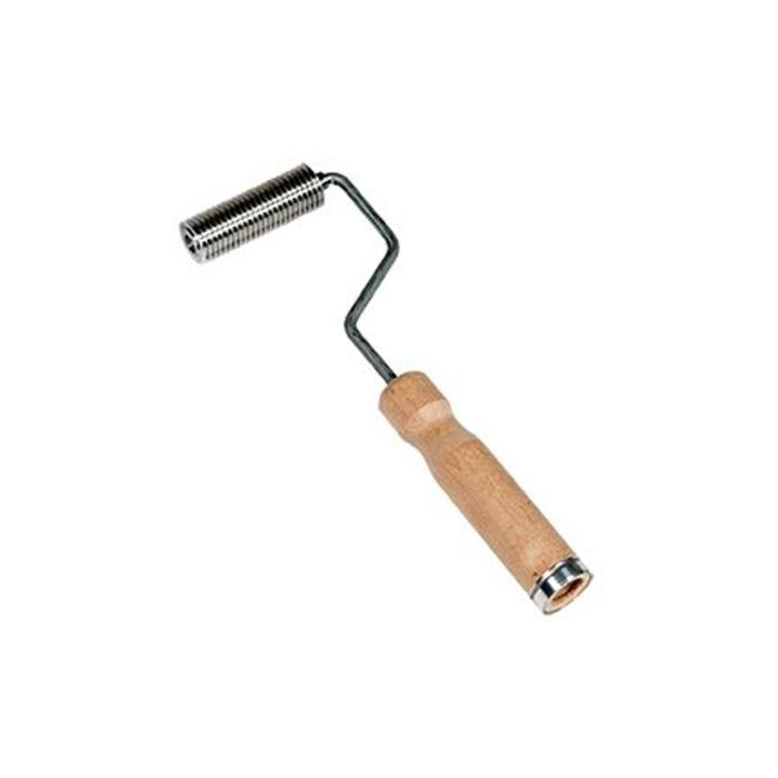 Midwest Rake 3In Aluminum Ribbed Roller, 1In Dia, Wood Handle