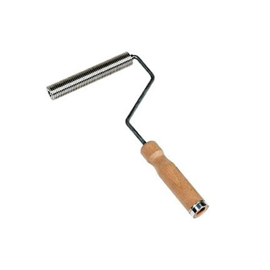 Midwest Rake 6In Aluminum Ribbed Roller, 1In Dia, Wood Handle