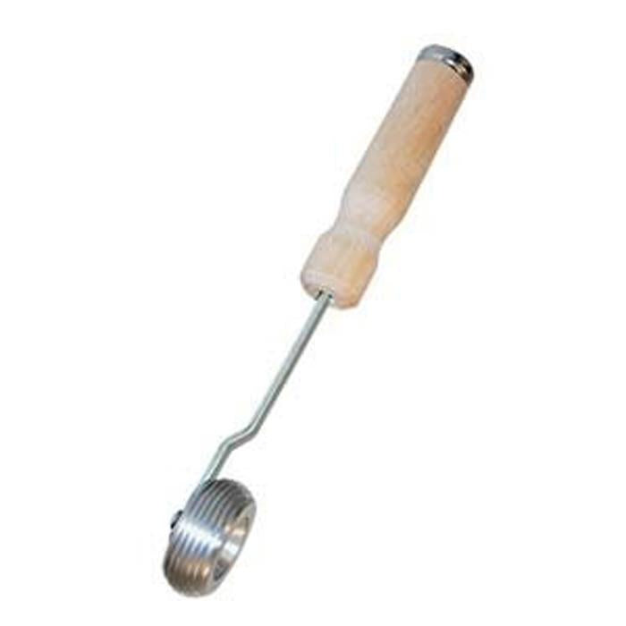 Midwest Rake 3/4In Aluminum Ribbed Roller, 2-1/2In Dia, Wood Handle