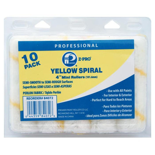 Premier Yellow Spiral Mini Roller Cover (10 Pack) - 4In