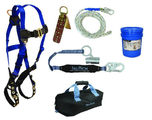 Falltech 50ft Roofers Fall Protection Premium Kit, Carry Bag And Bucket