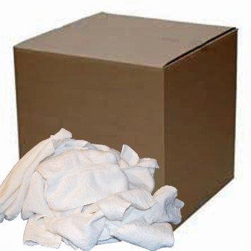 Recycled White T-Shirt Rags 25 Lb Gross Weight Block Box