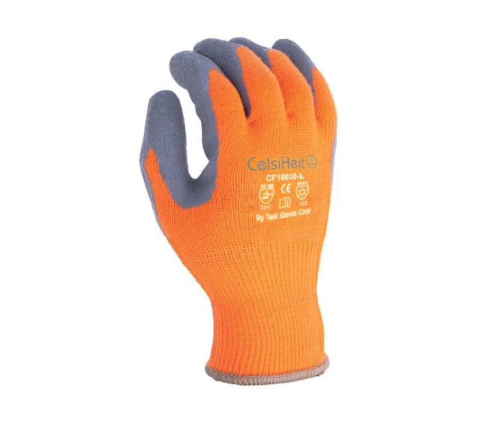 Task Thermal Acrylic Insulated Hi-Viz Glove w/ Gray Latex Coated Palm & Fingers