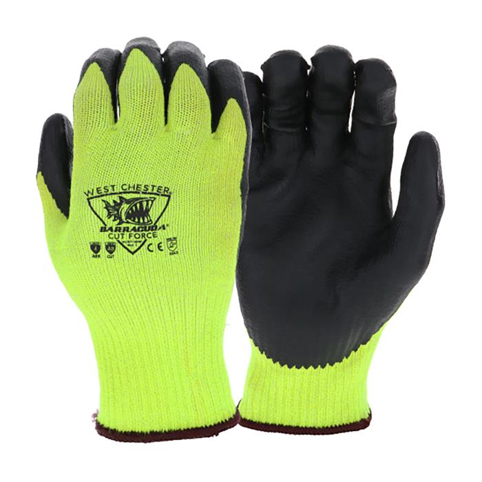 PIP Barracuda Hi-Vis HPPE Glove w/ Black Nitrile Coated Palm - ANSI Cut Level A8