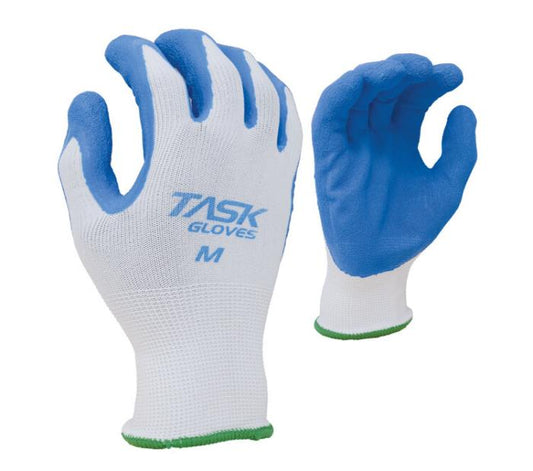 Task 13ga White Poly Knit Glove w/ Blue Crinkle Latex Coating