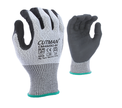 Task Cutman HDPE Glove w/Double-Dipped Sandy Foam Nitrile Coated Palm - ANSI Cut Level A4