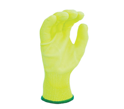 Task Cutman Hi-Viz HDPE Glove w/ Polyurethane Coated Palm & Fingers - ANSI Cut Level A4