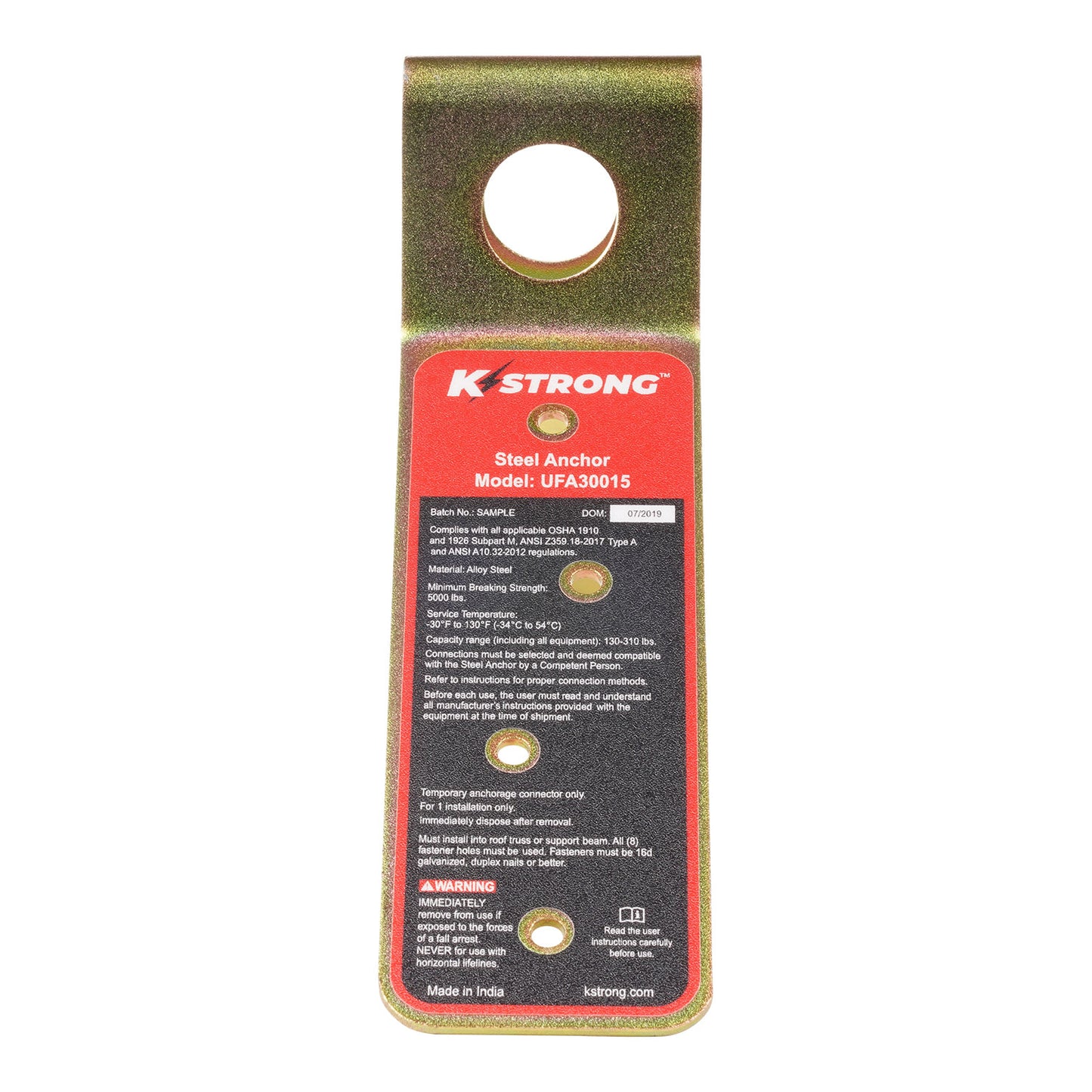 KStrong Single Use Steel Roof Anchor, Raised