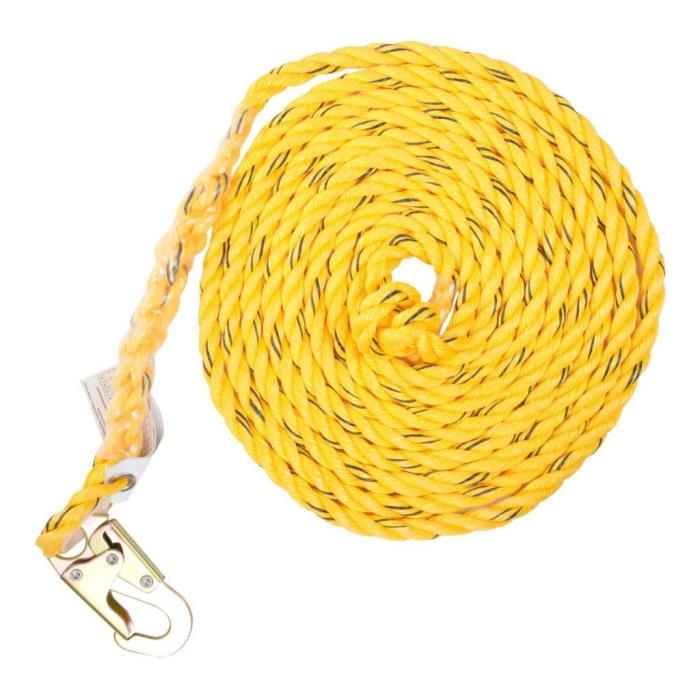 Kstrong 50ft Vertical Rope Lifeline w/Locking Snap Hook