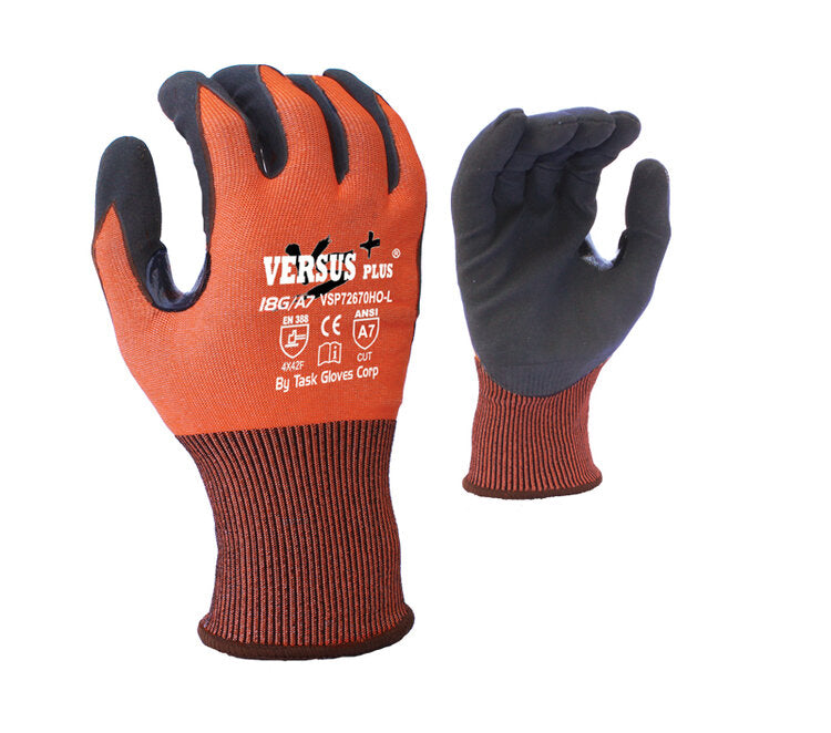 Task Falstone Hi-Viz 18ga Fiber Knit Glove w/ Nitrile Coating - ANSI Cut Level A7